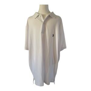 U.S. Assn‎ . Men's 3 XL White Short Sleeve Polo Shirt